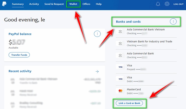 Rút tiền từ PayPal về tài khoản ngân hàng